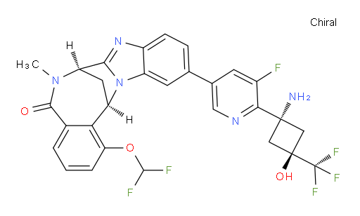 (7R,14R)-11-[6-[trans-1-amino-3-hydroxy-3-(trifluoromethyl)cyclobutyl]-5-fluoropyridin-3-yl]-1-(difluoromethoxy)-6,7-dihydro-6-methyl-7,14-Methanobenzimidazo[1,2-b][2,5]benzodiazocin-5(14H)--one