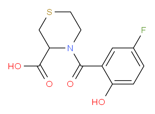 4-(5-fluoro-2-hydroxybenzoyl)thiomorpholine-3-carboxylic acid