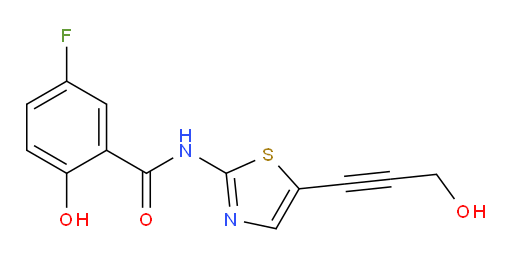 5-fluoro-2-hydroxy-N-(5-(3-hydroxyprop-1-yn-1-yl)thiazol-2-yl)benzamide