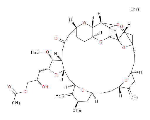 (2R,3R,3aS,7R,8aS,9S,10aR,11S,12R,13aR,13bS,15S,18S,21S,24S,26R,28R,29aS)-2-[(2S)-3-(Acetyloxy)-2-hydroxypropyl]hexacosahydro-3-methoxy-26-methyl-20,27-bis(methylene)-11,15:18,21:24,28-triepoxy-7,9-ethano-12,15-methano-9H,15H-furo[3,2-i]furo[2′,3′:5,6]pyrano[4,3-b][1,4]dioxacyclopentacosin-5(4H)-one (ACI)
