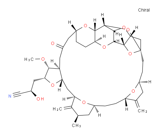 (αR,2R,3R,3aS,7R,8aS,9S,10aR,11S,12R,13aR,13bS,15S,18S,21S,24S,26R,28R,29aS)-Octacosahydro-α-hydroxy-3-methoxy-26-methyl-20,27-bis(methylene)-5-oxo-11,15:18,21:24,28-triepoxy-7,9-ethano-12,15-methano-9H,15H-furo[3,2-i]furo[2′,3′:5,6]pyrano[4,3-b][1,4]dioxacyclopentacosin-2-propanenitrile (ACI)