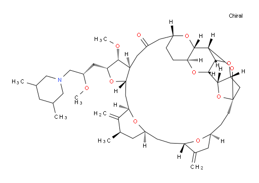(2R,3R,3aS,7R,8aS,9S,10aR,11S,12R,13aR,13bS,15S,18S,21S,24S,26R,28R,29aS)-2-[(2S)-3-(3,5-Dimethyl-1-piperidinyl)-2-methoxypropyl]hexacosahydro-3-methoxy-26-methyl-20,27-bis(methylene)-11,15:18,21:24,28-triepoxy-7,9-ethano-12,15-methano-9H,15H-furo[3,2-i]furo[2′,3′:5,6]pyrano[4,3-b][1,4]dioxacyclopentacosin-5(4H)-one (ACI)