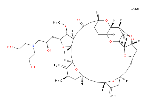 11,15:18,21:24,28-Triepoxy-7,9-ethano-12,15-methano-9H,15H-furo[3,2-i]furo[2′,3′:5,6]pyrano[4,3-b][1,4]dioxacyclopentacosin-5(4H)-one, 2-[(2S)-3-[bis(2-hydroxyethyl)amino]-2-hydroxypropyl]hexacosahydro-3-methoxy-26-methyl-20,27-bis(methylene)-, (2R,3R,3aS,7R,8aS,9S,10aR,11S,12R,13aR,13bS,15S,18S,21S,24S,26R,28R,29aS)- (9CI)