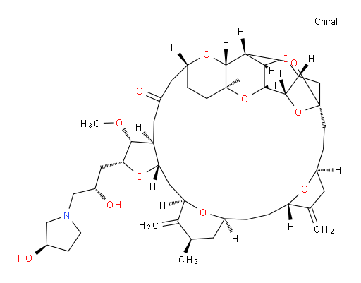 11,15:18,21:24,28-Triepoxy-7,9-ethano-12,15-methano-9H,15H-furo[3,2-i]furo[2′,3′:5,6]pyrano[4,3-b][1,4]dioxacyclopentacosin-5(4H)-one, hexacosahydro-2-[(2S)-2-hydroxy-3-[(3R)-3-hydroxy-1-pyrrolidinyl]propyl]-3-methoxy-26-methyl-20,27-bis(methylene)-, (2R,3R,3aS,7R,8aS,9S,10aR,11S,12R,13aR,13bS,15S,18S,21S,24S,26R,28R,29aS)- (9CI)
