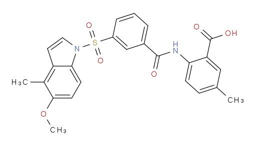 2-[[3-[(5-Methoxy-4-methyl-1H-indol-1-yl)sulfonyl]benzoyl]amino]-5-methylbenzoic acid (ACI)