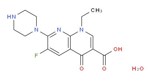 1,8-Naphthyridine-3-carboxylic acid, 1-ethyl-6-fluoro-1,4-dihydro-4-oxo-7-(1-piperazinyl)-, hydrate (2:3) (9CI, ACI)