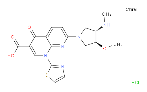 1,8-Naphthyridine-3-carboxylic acid, 1,4-dihydro-7-[(3S,4S)-3-methoxy-4-(methylamino)-1-pyrrolidinyl]-4-oxo-1-(2-thiazolyl)-, monohydrochloride (9CI)