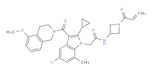 5-Chloro-2-cyclopropyl-3-[(3,4-dihydro-5-methoxy-2(1H)-isoquinolinyl)carbonyl]-7-methyl-N-[1-(1-oxo-2-propen-1-yl)-3-azetidinyl]-1H-indole-1-acetamide (ACI)