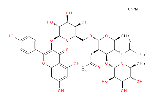 3-[(O-6-Deoxy-α-L-mannopyranosyl-(1→3)-O-2,4-di-O-acetyl-6-deoxy-α-L-mannopyranosyl-(1→6)-β-D-galactopyranosyl)oxy]-5,7-dihydroxy-2-(4-hydroxyphenyl)-4H-1-benzopyran-4-one (ACI)
