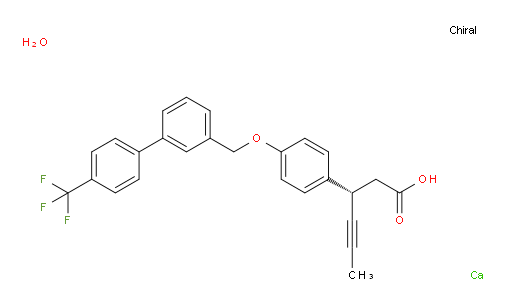 Benzenepropanoic acid, β-1-propyn-1-yl-4-[[4′-(trifluoromethyl)[1,1′-biphenyl]-3-yl]methoxy]-, calcium salt, (βS)-, hydrate (2:1:2) (ACI)