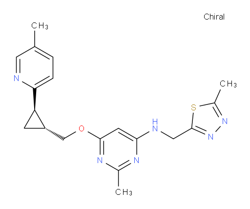 2-Methyl-6-[[(1R,2R)-2-(5-methyl-2-pyridinyl)cyclopropyl]methoxy]-N-[(5-methyl-1,3,4-thiadiazol-2-yl)methyl]-4-pyrimidinamine (ACI)