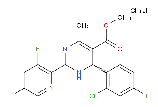 Methyl (4R)-4-(2-chloro-4-fluorophenyl)-2-(3,5-difluoro-2-pyridinyl)-1,4-dihydro-6-methyl-5-pyrimidinecarboxylate (ACI)