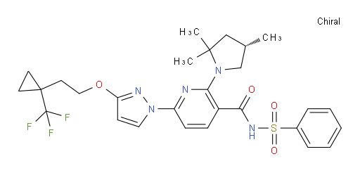 N-(Phenylsulfonyl)-6-[3-[2-[1-(trifluoromethyl)cyclopropyl]ethoxy]-1H-pyrazol-1-yl]-2-[(4S)-2,2,4-trimethyl-1-pyrrolidinyl]-3-pyridinecarboxamide (ACI)