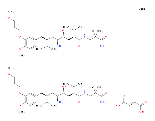 (alphaS,gammaS,deltaS,zetaS)-delta-amino-N-(3-amino-2,2-dimethyl-3-oxo-propyl)-gamma-hydroxy-4-methoxy-3-(3-methoxy-propoxy)-alpha,zeta-bisIsopropylbenzeneoctanamide fumarate (2:1)