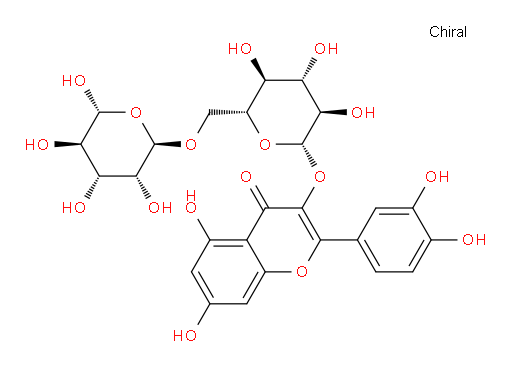 2-(3,4-dihydroxyphenyl)-5,7-dihydroxy-3-(((2S,3R,4S,5S,6R)-3,4,5-trihydroxy-6-((((2R,3R,4R,5R,6R)-3,4,5,6-tetrahydroxytetrahydro-2H-pyran-2-yl)oxy)methyl)tetrahydro-2H-pyran-2-yl)oxy)-4H-chromen-4-one