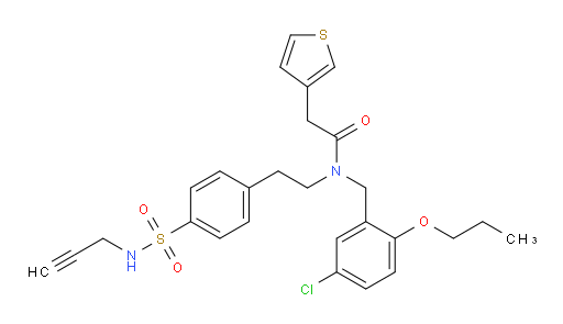 N-[(5-chloro-2-propoxyphenyl)methyl]-N-(2-{4-[(prop-2-yn-1-yl)sulfamoyl]phenyl}ethyl)-2-(thiophen-3-yl)acetamide