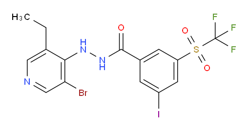 N'-(3-bromo-5-ethylpyridin-4-yl)-3-iodo-5-((trifluoromethyl)sulfonyl)benzohydrazide