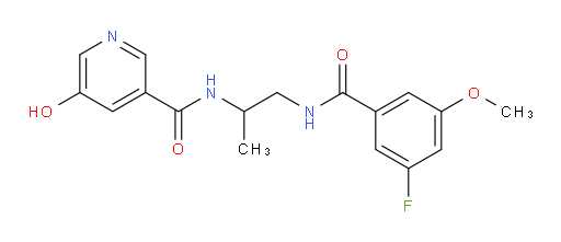 N-(1-(3-fluoro-5-methoxybenzamido)propan-2-yl)-5-hydroxynicotinamide