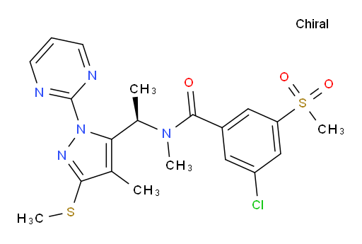 (R)-3-chloro-N-methyl-N-(1-(4-methyl-3-(methylthio)-1-(pyrimidin-2-yl)-1H-pyrazol-5-yl)ethyl)-5-(methylsulfonyl)benzamide