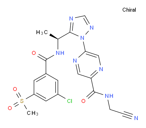(S)-5-(5-(1-(3-chloro-5-(methylsulfonyl)benzamido)ethyl)-1H-1,2,4-triazol-1-yl)-N-(cyanomethyl)pyrazine-2-carboxamide