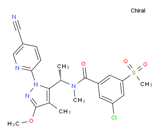 (S)-3-chloro-N-(1-(1-(5-cyanopyridin-2-yl)-3-methoxy-4-methyl-1H-pyrazol-5-yl)ethyl)-N-methyl-5-(methylsulfonyl)benzamide