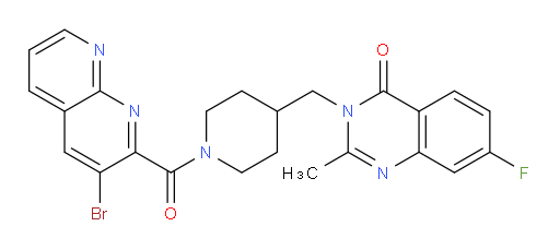 3-((1-(3-bromo-1,8-naphthyridine-2-carbonyl)piperidin-4-yl)methyl)-7-fluoro-2-methylquinazolin-4(3H)-one