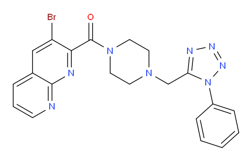 (3-bromo-1,8-naphthyridin-2-yl)(4-((1-phenyl-1H-tetrazol-5-yl)methyl)piperazin-1-yl)methanone