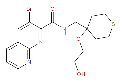 3-bromo-N-((4-(2-hydroxyethoxy)tetrahydro-2H-thiopyran-4-yl)methyl)-1,8-naphthyridine-2-carboxamide