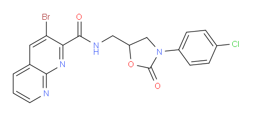 3-bromo-N-((3-(4-chlorophenyl)-2-oxooxazolidin-5-yl)methyl)-1,8-naphthyridine-2-carboxamide