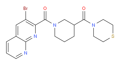 (3-bromo-1,8-naphthyridin-2-yl)(3-(thiomorpholine-4-carbonyl)piperidin-1-yl)methanone