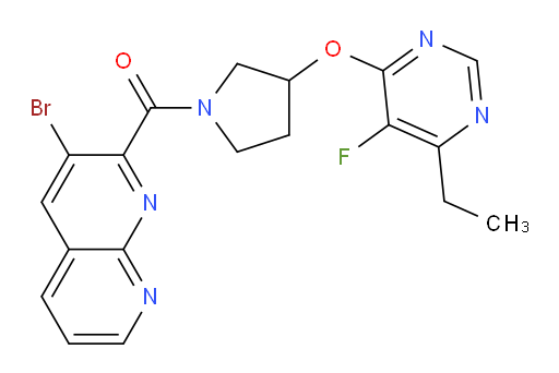 (3-bromo-1,8-naphthyridin-2-yl)(3-((6-ethyl-5-fluoropyrimidin-4-yl)oxy)pyrrolidin-1-yl)methanone
