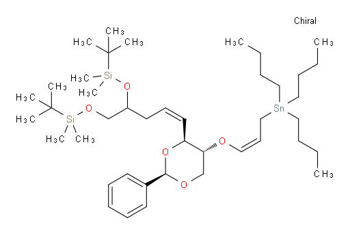 2,2,3,3,8,8,9,9-octamethyl-5-((Z)-3-((2R,4S,5R)-2-phenyl-5-(((Z)-3-(tributylstannyl)prop-1-en-1-yl)oxy)-1,3-dioxan-4-yl)allyl)-4,7-dioxa-3,8-disiladecane