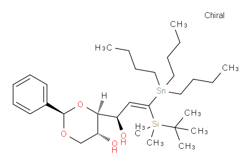 (2R,4S,5R)-4-((R,E)-3-(tert-butyldimethylsilyl)-1-hydroxy-3-(tributylstannyl)allyl)-2-phenyl-1,3-dioxan-5-ol