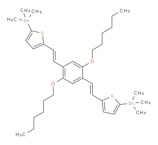 (5,5'-((1E,1'E)-(2,5-bis(hexyloxy)-1,4-phenylene)bis(ethene-2,1-diyl))bis(thiophene-5,2-diyl))bis(trimethylstannane)
