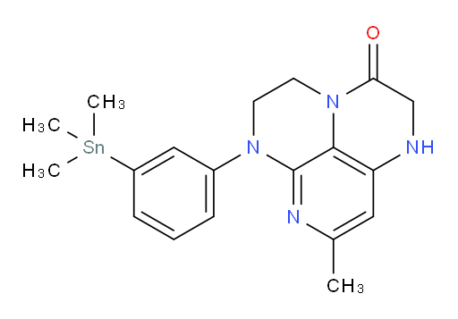 8-methyl-6-(3-(trimethylstannyl)phenyl)-1,2,5,6-tetrahydro-1,3a,6,7-tetraazaphenalen-3(4H)-one