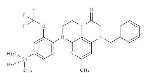 1-benzyl-8-methyl-6-(2-(trifluoromethoxy)-4-(trimethylstannyl)phenyl)-1,2,5,6-tetrahydro-1,3a,6,7-tetraazaphenalen-3(4H)-one