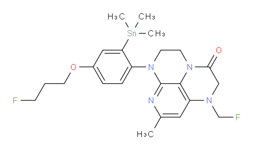1-(fluoromethyl)-6-(4-(3-fluoropropoxy)-2-(trimethylstannyl)phenyl)-8-methyl-1,2,5,6-tetrahydro-1,3a,6,7-tetraazaphenalen-3(4H)-one