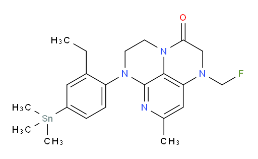 6-(2-ethyl-4-(trimethylstannyl)phenyl)-1-(fluoromethyl)-8-methyl-1,2,5,6-tetrahydro-1,3a,6,7-tetraazaphenalen-3(4H)-one
