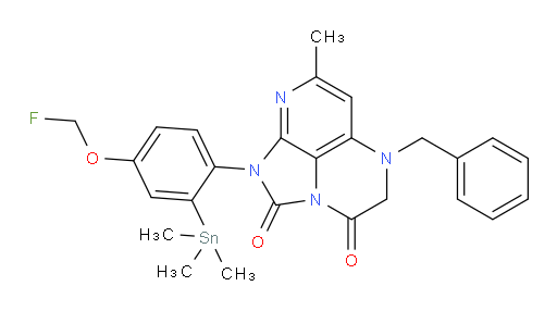 5-benzyl-1-(4-(fluoromethoxy)-2-(trimethylstannyl)phenyl)-7-methyl-4,5-dihydro-1H-1,2a,5,8-tetraazaacenaphthylene-2,3-dione
