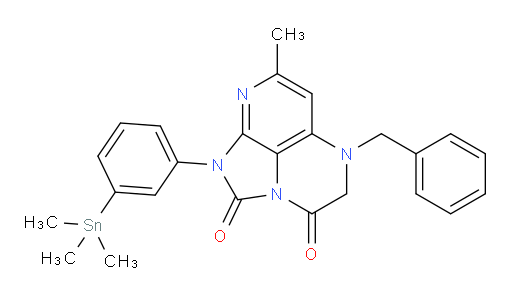 5-benzyl-7-methyl-1-(3-(trimethylstannyl)phenyl)-4,5-dihydro-1H-1,2a,5,8-tetraazaacenaphthylene-2,3-dione