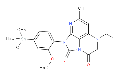 5-(fluoromethyl)-1-(2-methoxy-4-(trimethylstannyl)phenyl)-7-methyl-4,5-dihydro-1H-1,2a,5,8-tetraazaacenaphthylene-2,3-dione