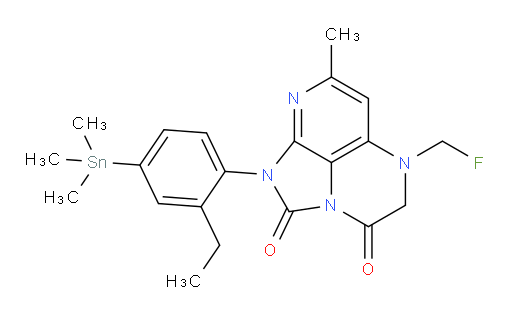 1-(2-ethyl-4-(trimethylstannyl)phenyl)-5-(fluoromethyl)-7-methyl-4,5-dihydro-1H-1,2a,5,8-tetraazaacenaphthylene-2,3-dione