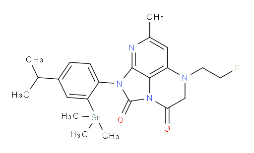 5-(2-fluoroethyl)-1-(4-isopropyl-2-(trimethylstannyl)phenyl)-7-methyl-4,5-dihydro-1H-1,2a,5,8-tetraazaacenaphthylene-2,3-dione