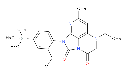 5-ethyl-1-(2-ethyl-4-(trimethylstannyl)phenyl)-7-methyl-4,5-dihydro-1H-1,2a,5,8-tetraazaacenaphthylene-2,3-dione