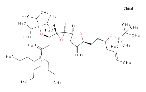 tert-butyldimethyl(((S,E)-1-((2S,5S)-3-methylene-5-((2R,3S)-3-((R)-3-(tributylstannyl)-1-((triisopropylsilyl)oxy)but-3-en-1-yl)oxiran-2-yl)tetrahydrofuran-2-yl)hept-5-en-3-yl)oxy)silane