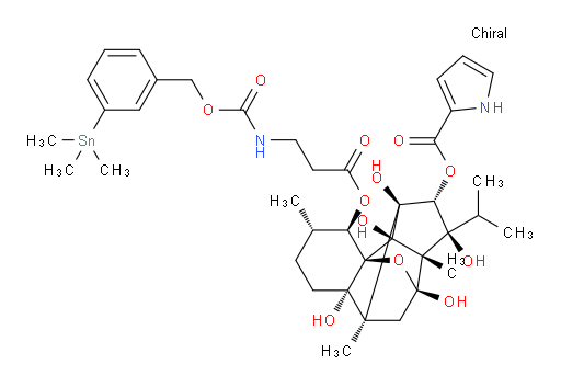 (3S,4R,4aR,4a1R,6S,6aS,7S,8R,8aS,9S,9aS)-4a1,6,7,8a,9a-pentahydroxy-7-isopropyl-3,6a,9-trimethyl-4-((3-((((3-(trimethylstannyl)benzyl)oxy)carbonyl)amino)propanoyl)oxy)dodecahydro-6,9-methanobenzo[1,2]pentaleno[1,6-bc]furan-8-yl 1H-pyrrole-2-carboxylate