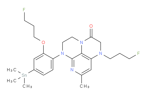 6-(2-(3-fluoropropoxy)-4-(trimethylstannyl)phenyl)-1-(3-fluoropropyl)-8-methyl-1,2,5,6-tetrahydro-1,3a,6,7-tetraazaphenalen-3(4H)-one