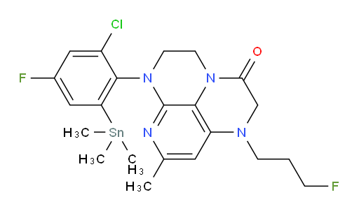 6-(2-chloro-4-fluoro-6-(trimethylstannyl)phenyl)-1-(3-fluoropropyl)-8-methyl-1,2,5,6-tetrahydro-1,3a,6,7-tetraazaphenalen-3(4H)-one