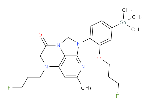 1-(2-(3-fluoropropoxy)-4-(trimethylstannyl)phenyl)-5-(3-fluoropropyl)-7-methyl-4,5-dihydro-1H-1,2a,5,8-tetraazaacenaphthylen-3(2H)-one