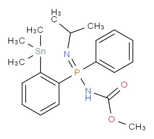 methyl N-isopropyl-P-phenyl-P-(2-(trimethylstannyl)phenyl)phosphorimidoylcarbamate